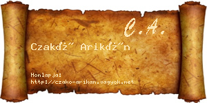 Czakó Arikán névjegykártya